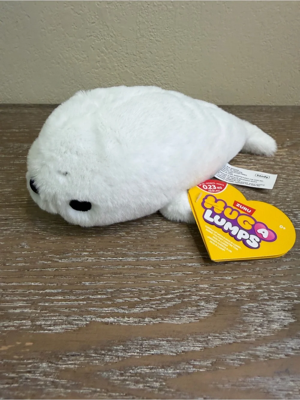 Zuru Hug-A-Lumps Sandy Seal Weighted Plush White Baby Harp Seal Stuffed NWT